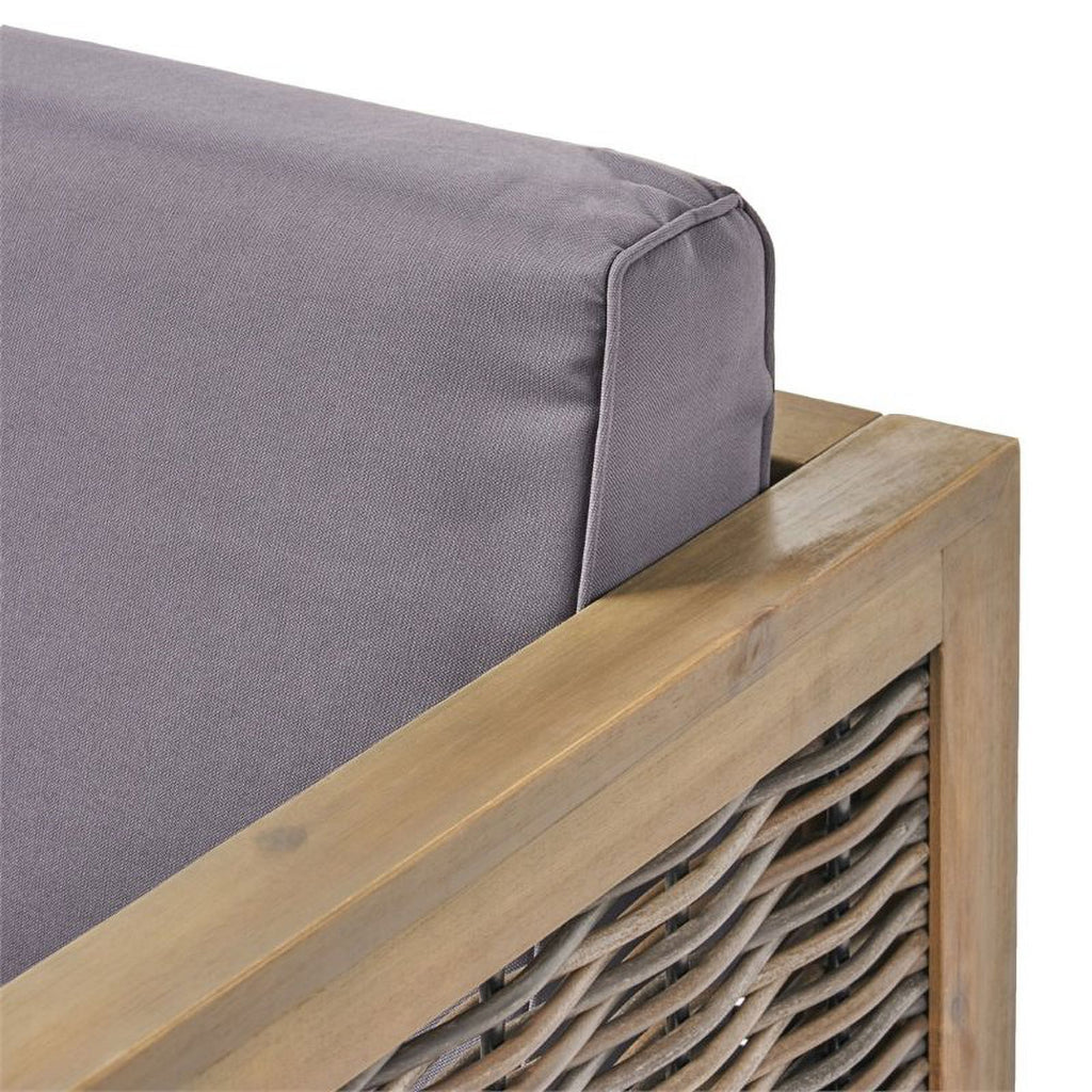 Gray 4 Piece Outdoor Wood and Wicker Sectional Sofa Set S263474