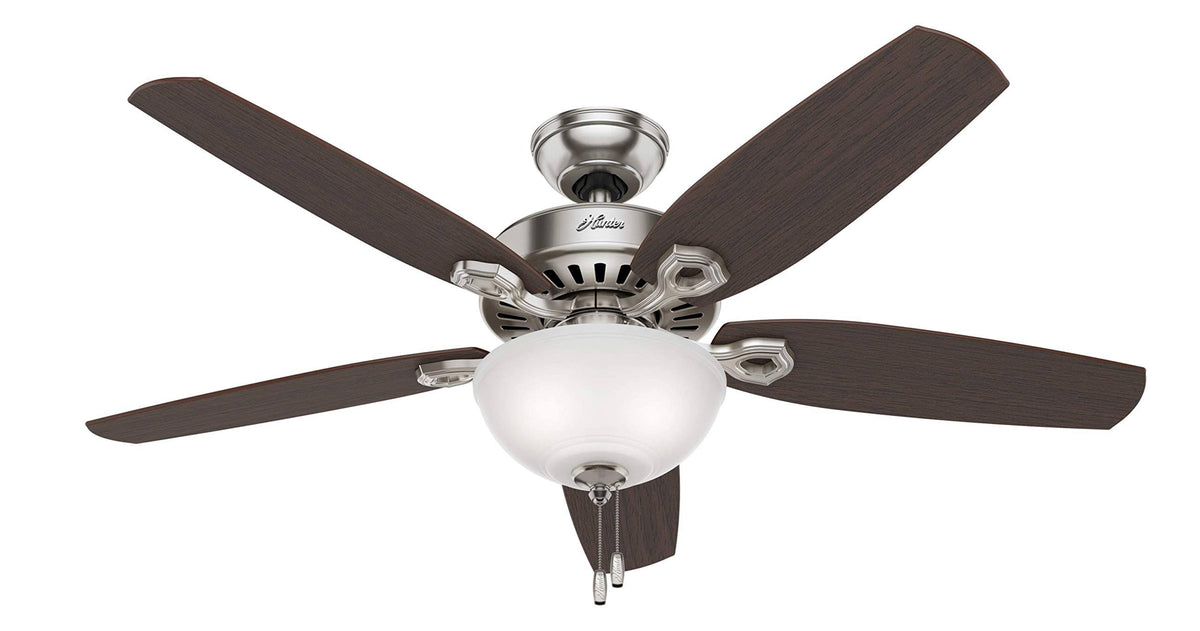 Brushed Nickel 52 inch Indoor Ceiling Fan with Light and Pull Chain Control D4689