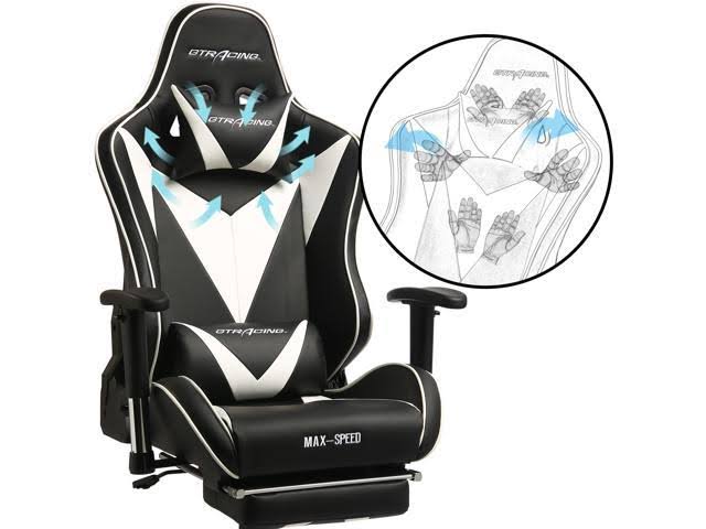 Gaming Chair with Footrest High Back Swivel D84629