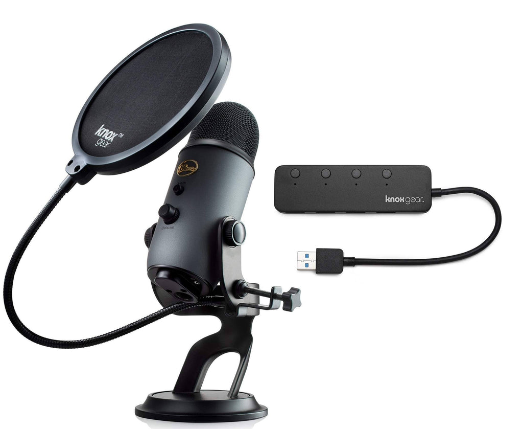 Blue Yeti Slate USB Mic with USB Hub and Pop Filter Q5621