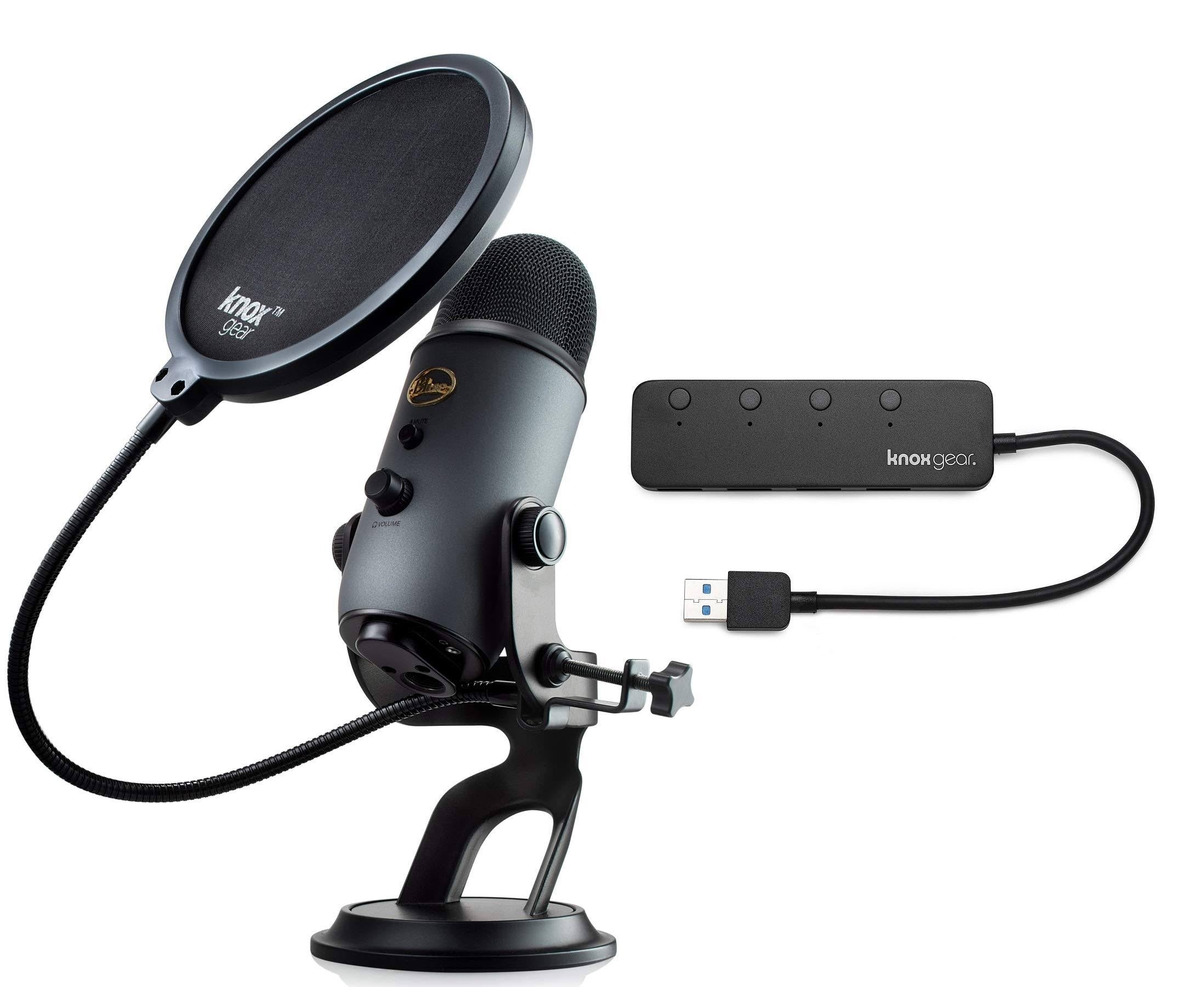 Blue Yeti Slate USB Mic with USB Hub and Pop Filter Q5621