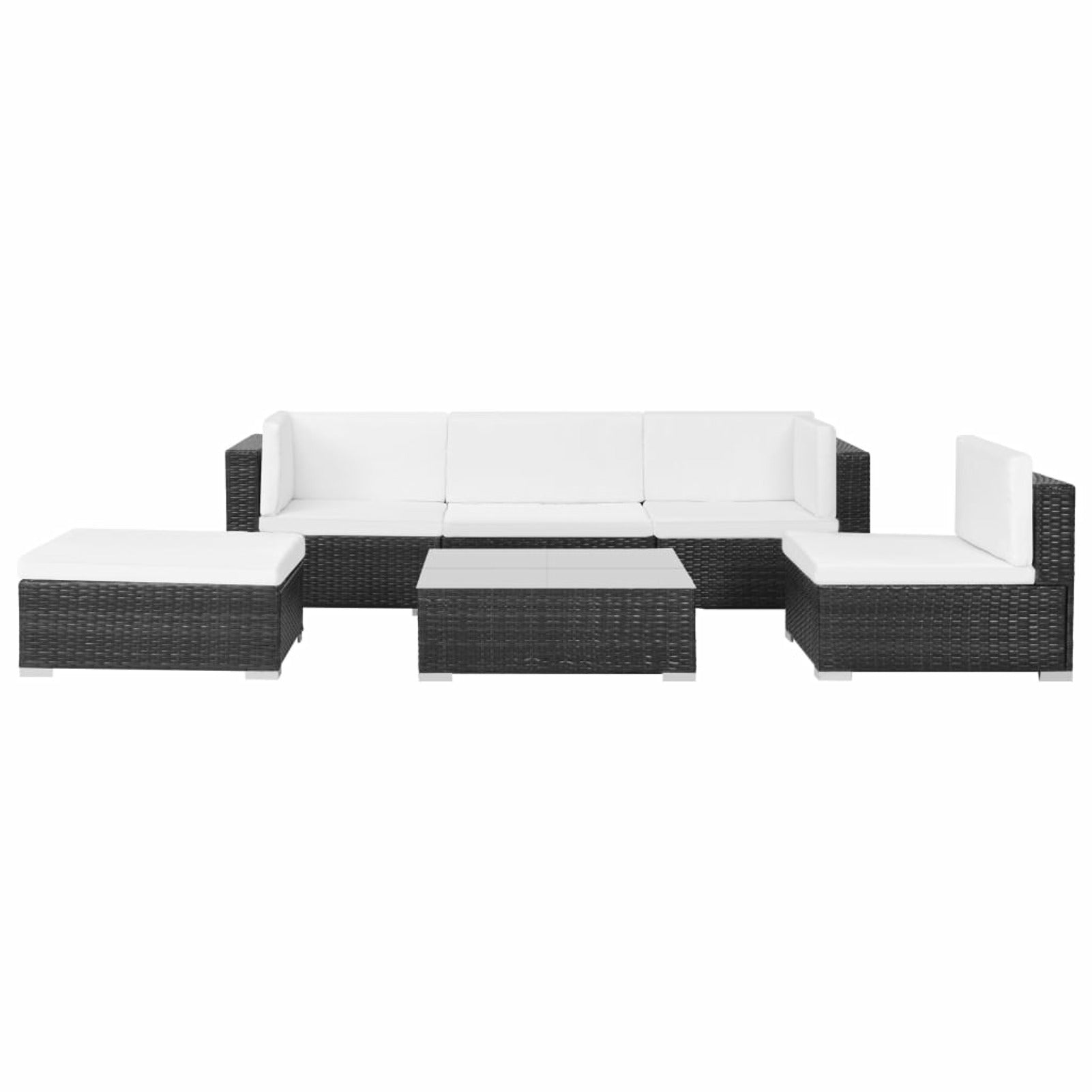 6 Piece White Cushioned Poly Rattan Outdoor Furniture Set S154