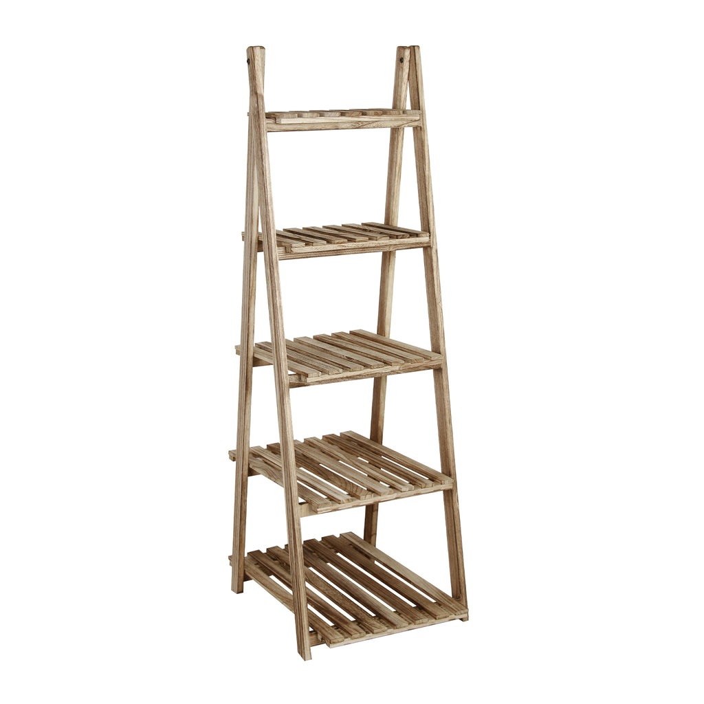5-Tier Ladder Shelf Bookcase Storage Display Shelf Natural H148