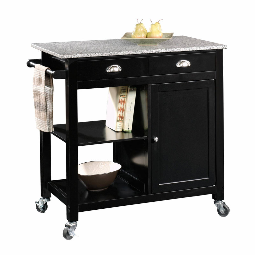 Black Granite Top Kitchen Cart B79823