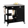 Black Granite Top Kitchen Cart B79823