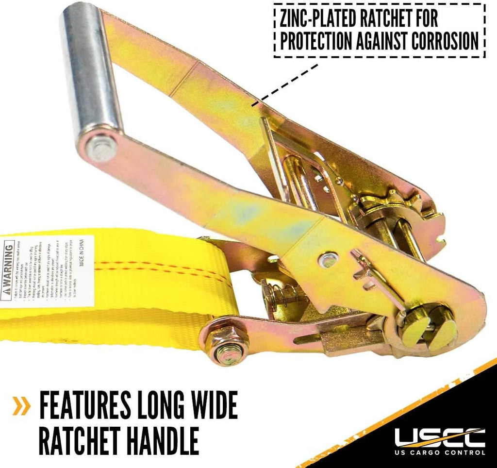 2 Inch x 27 Foot Yellow Ratchet Straps 4 Pack A48642