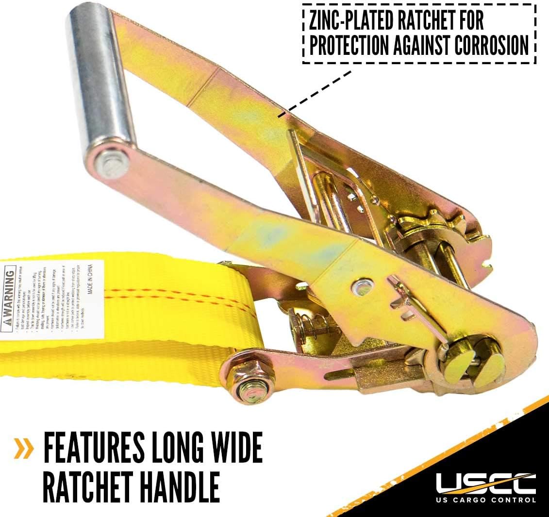 2 Inch x 27 Foot Yellow Ratchet Straps 4 Pack A48642