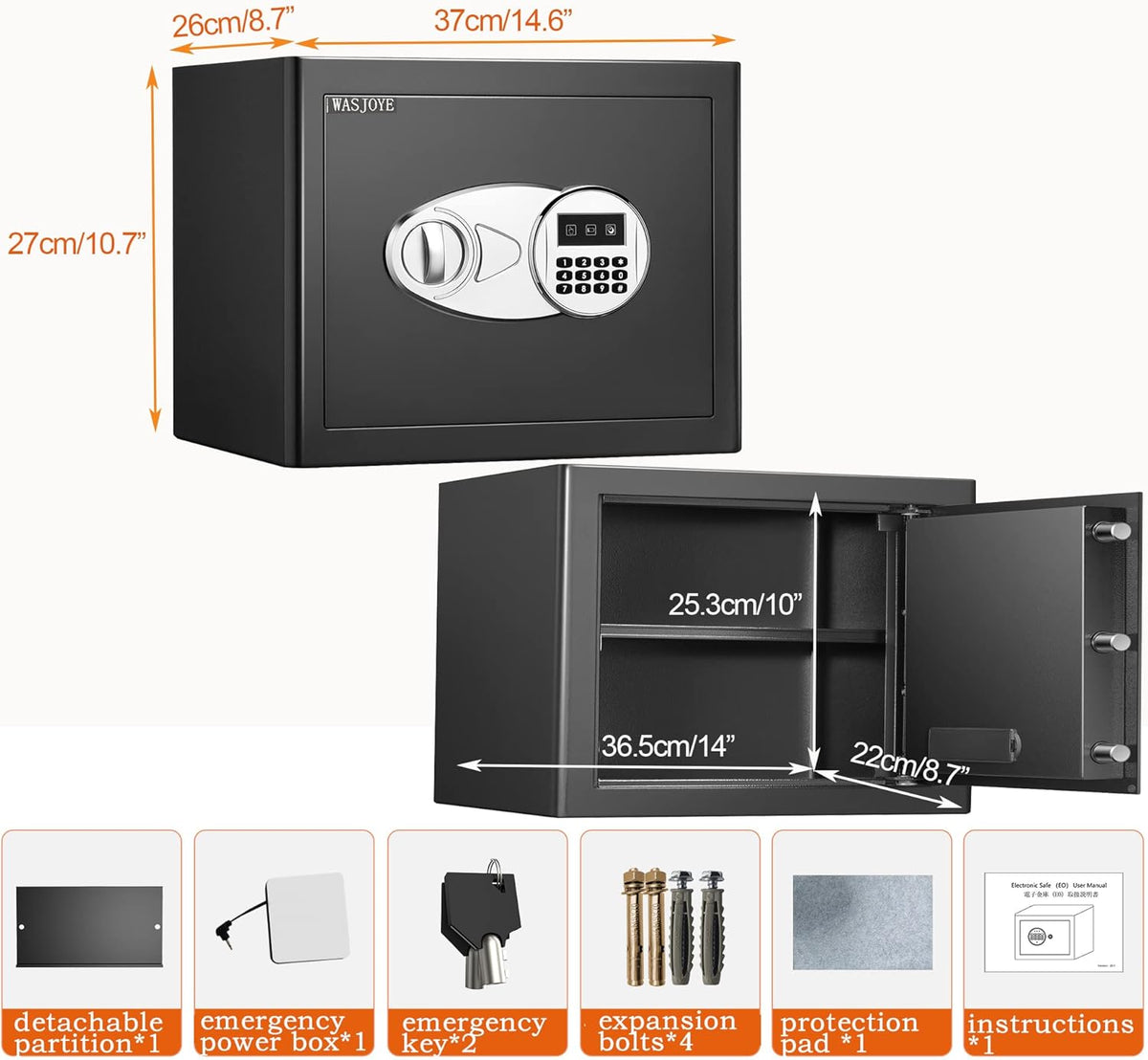 Security Cabinet Safe Lock Box with Electronic Digital Keypad E7193