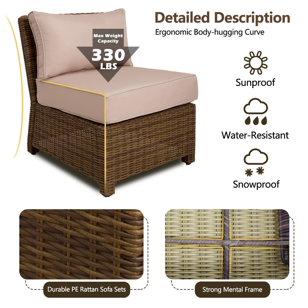 4-Piece Rattan Sectional Sofa Set with Beige Cushions Table N321326