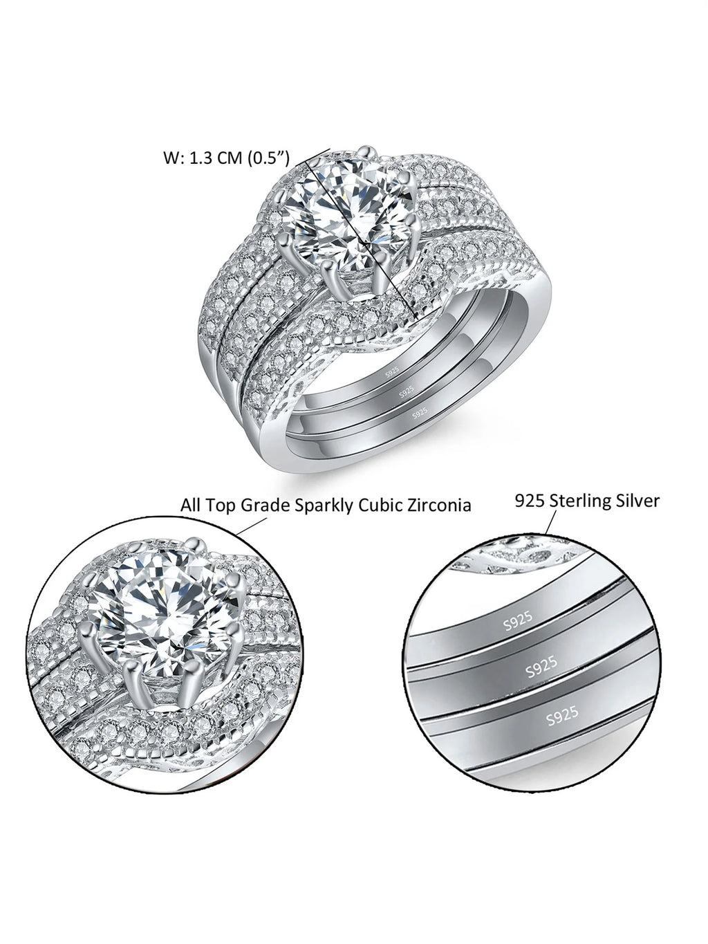 Sterling Silver CZ Engagement Ring Set Z91676