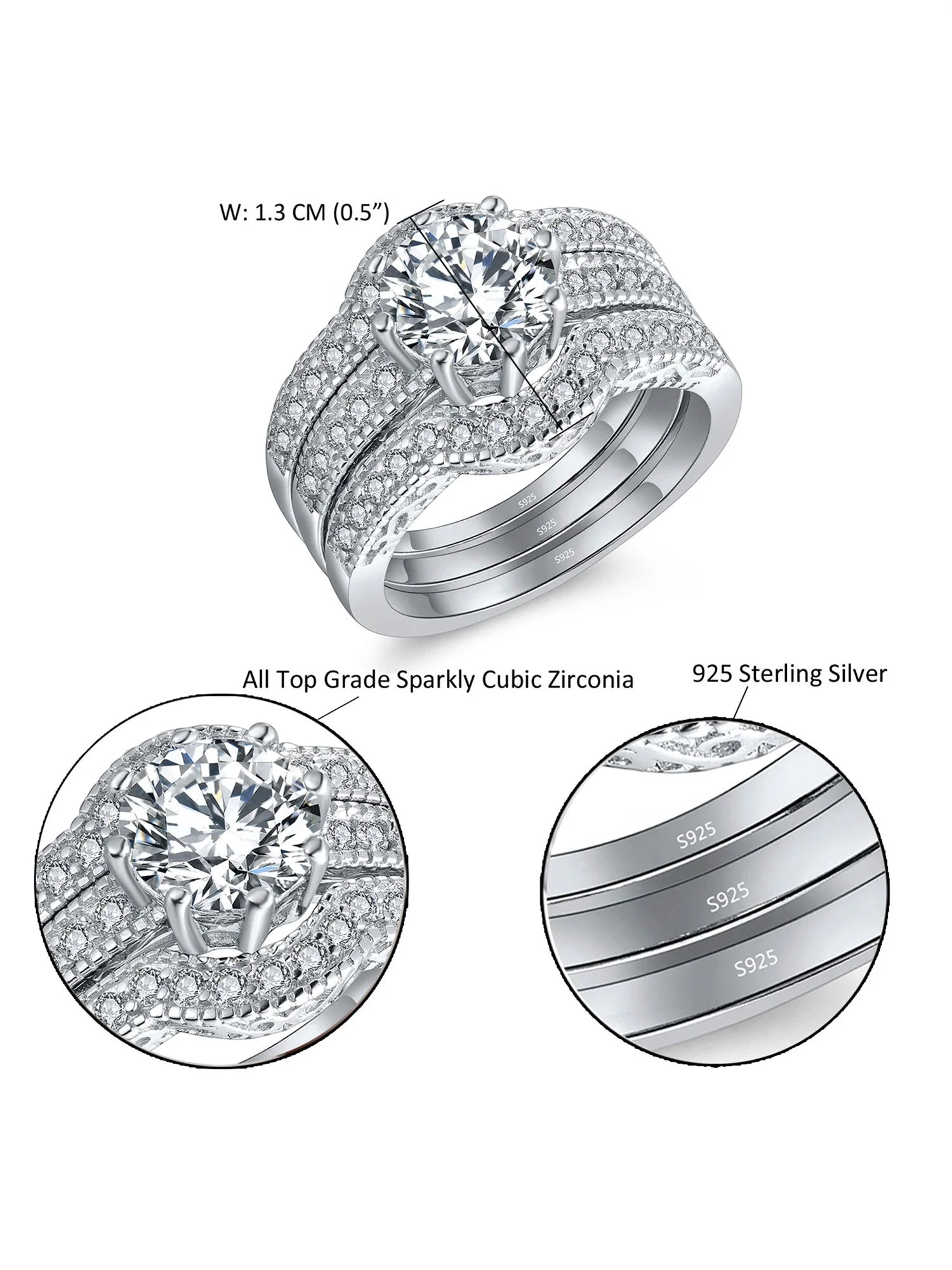 Sterling Silver CZ Engagement Ring Set Z91676