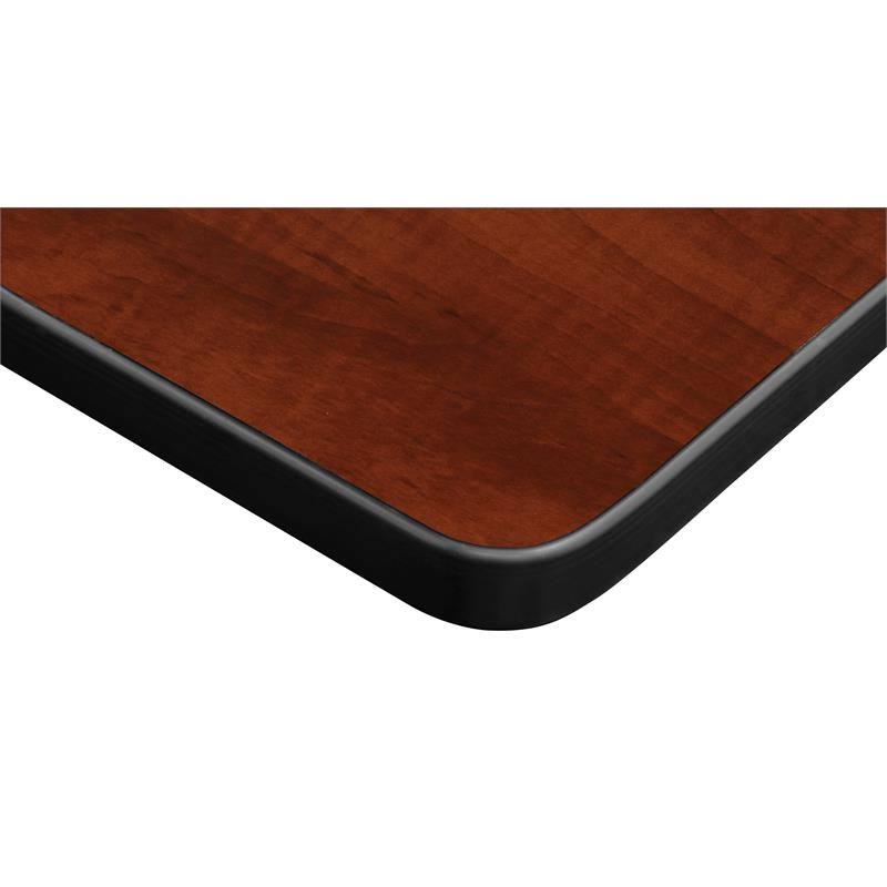 42 in. Square Height Adjustable Classroom Table with 4 Stack Chairs Mocha Walnut S3281