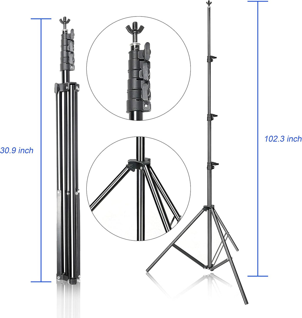 7×10ft Adjustable Photography Backdrop Stand Kit with Polyester Background, Spring Clamps and Carry Bag L300711