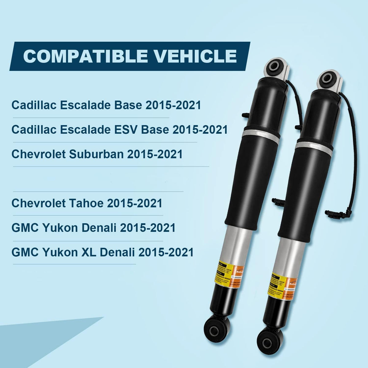 Pair Rear Air Shock Absorber Adjustable Air Shocks and Struts I6572