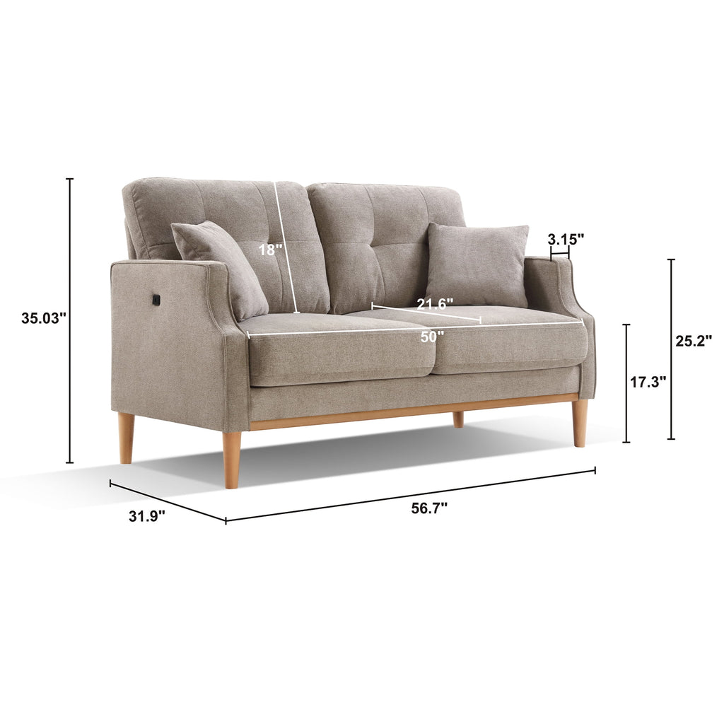 Cream Waterproof Fabric 2 Seater Loveseat Sofa J234590