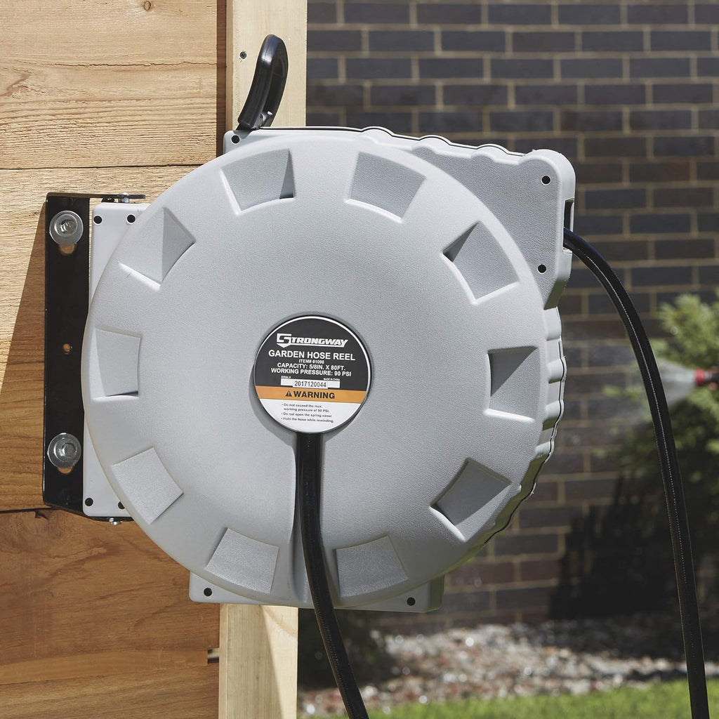 Retractable Garden Hose Reel with 5/8in. Dia. x 80ft. Hose - Wall Mount T69538