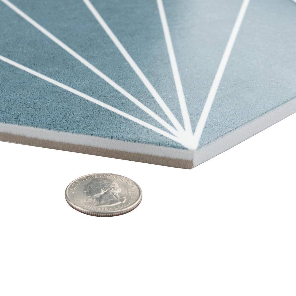 Aster Hex Azul Encaustic Porcelain Floor and Wall Tile E77079