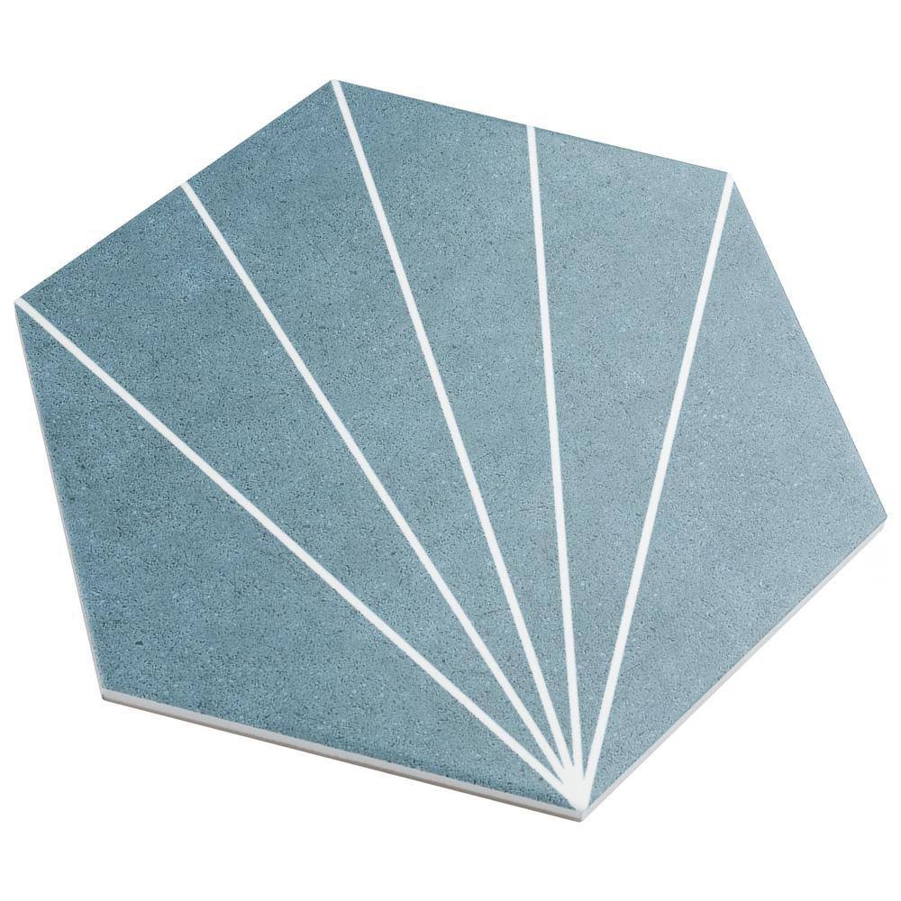 Aster Hex Azul Encaustic Porcelain Floor and Wall Tile E77079