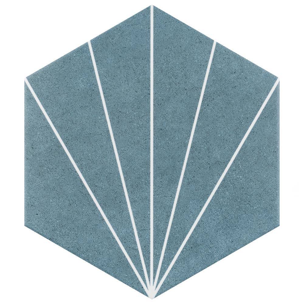 Aster Hex Azul Encaustic Porcelain Floor and Wall Tile E77079