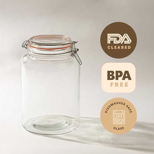 Large 1 Gallon Glass Mason Jar with Hinged Lids, Pack of 2 U2001