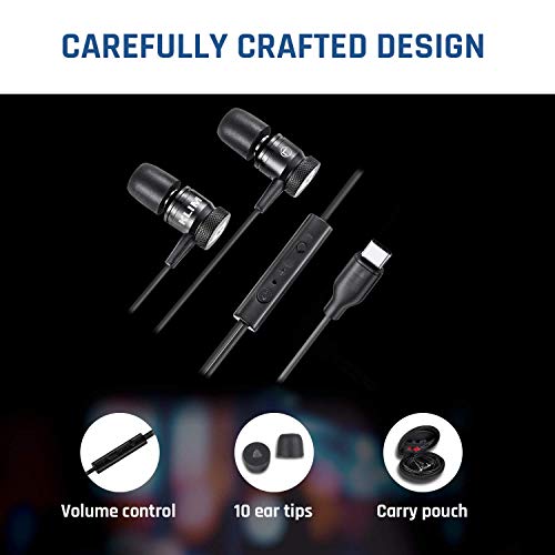 Black USB-C Earbuds with Microphone and 3.5 mm Jack N939213