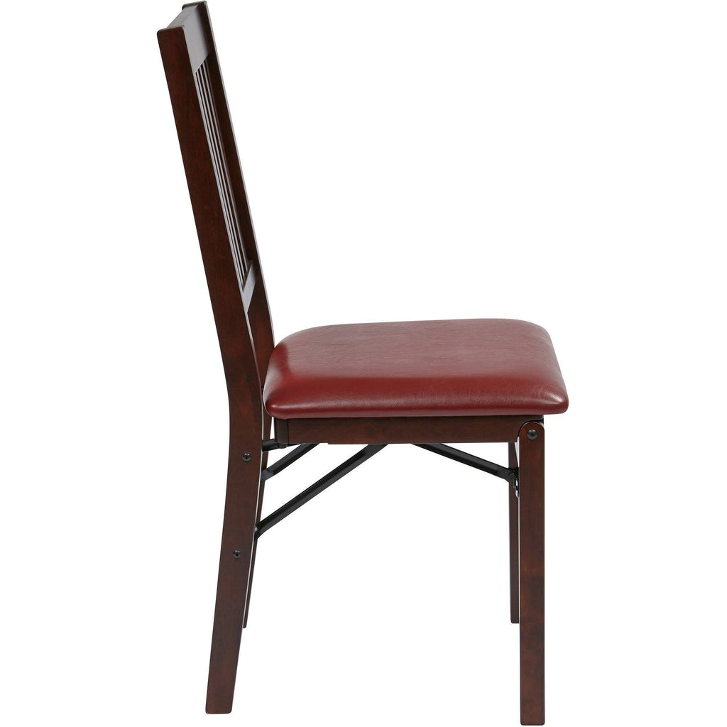 Solid Wood Folding Chair, Espresso/Red - 2 count H857594