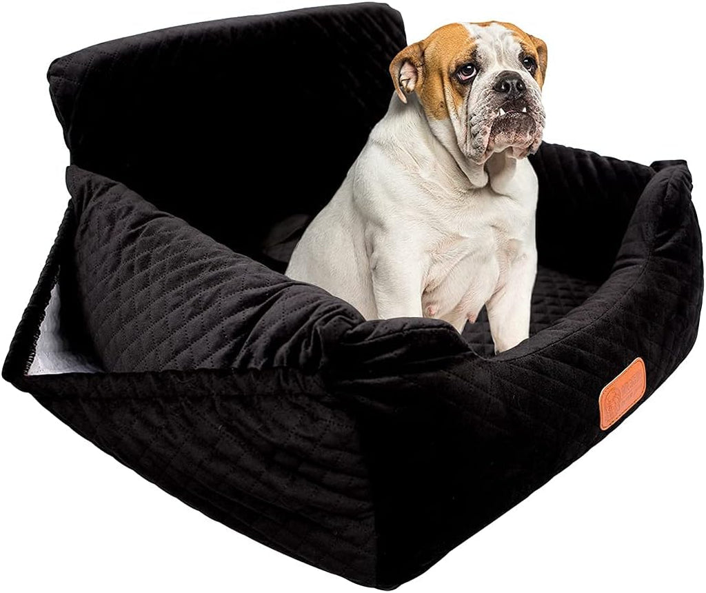 Dog Car Seat Pet Booster Seat with Pocket, Non-Slip Base, Thickened Sponge Pad, Black, Pack of 2 J506