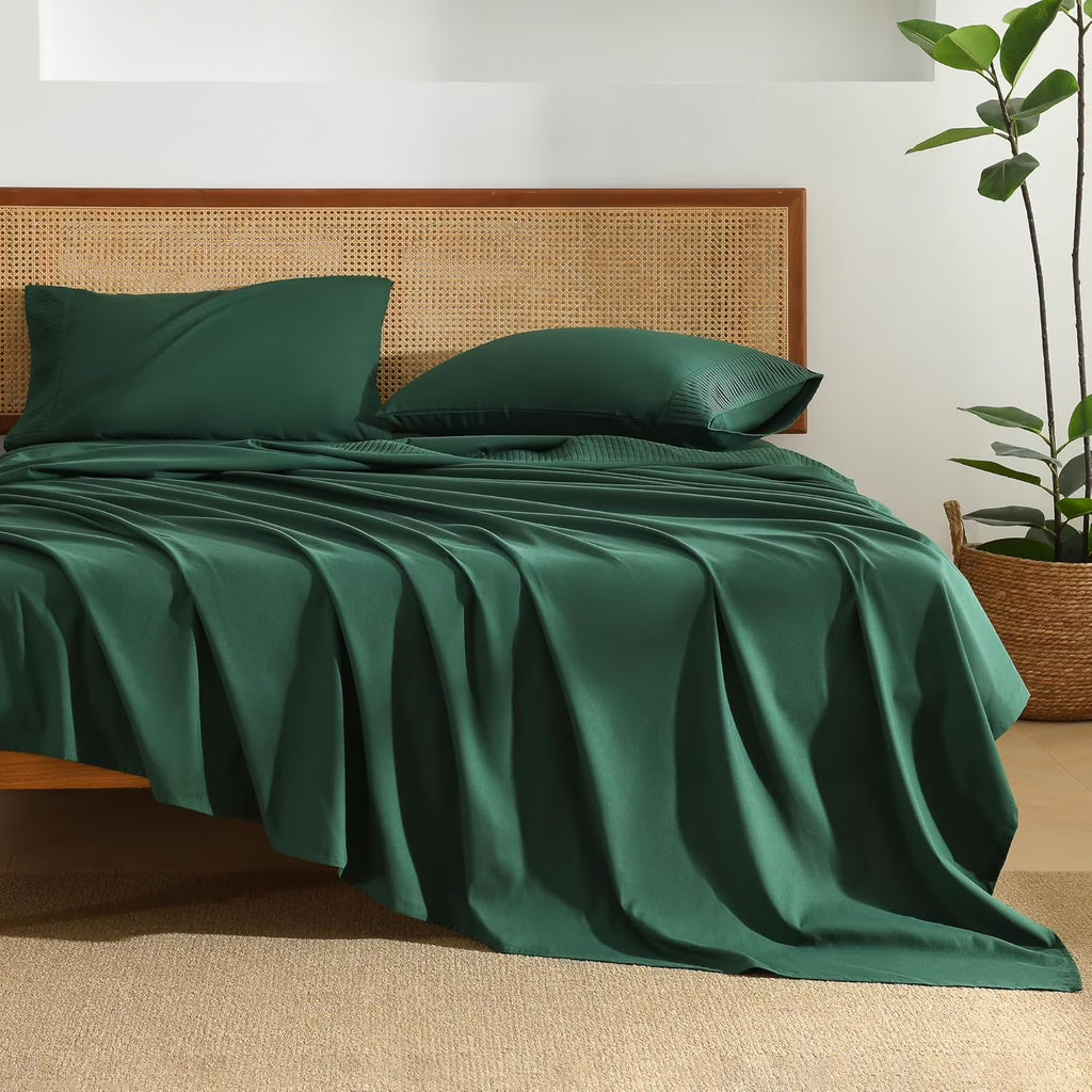 Emerald Green Microfiber Sheet Set California King 4 Pieces Deep Pocket B9270