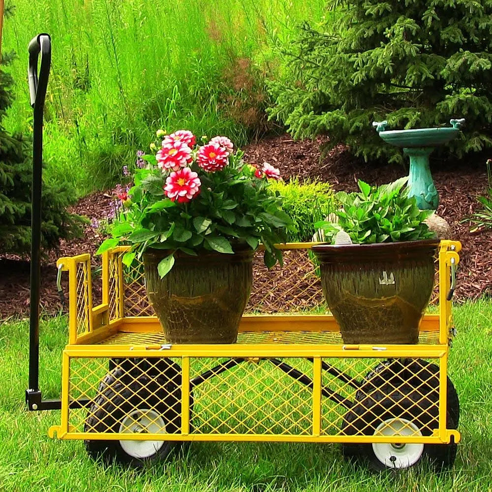Yellow Utility Cart with Removable Folding Sides A957