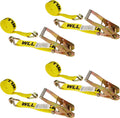2 Inch x 27 Foot Yellow Ratchet Straps 4 Pack A48642