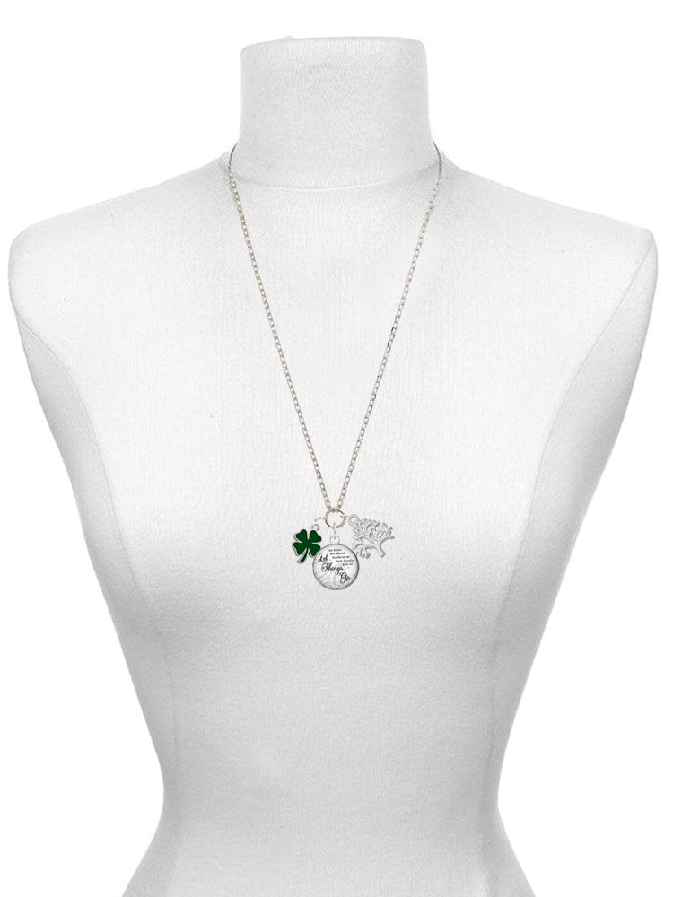 Green Enamel Four Leaf Clover Charm Necklace, 28" Y47202