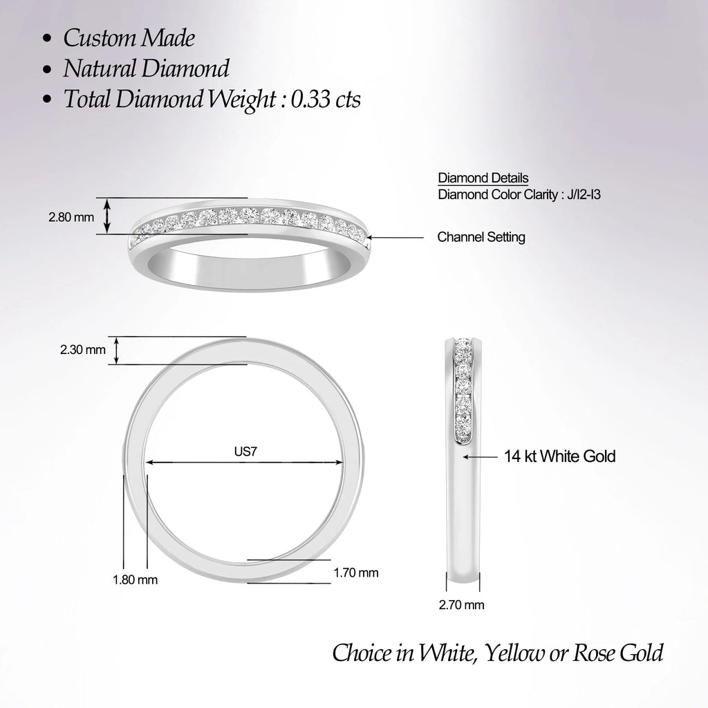 14K White Gold Diamond Stackable Band L601