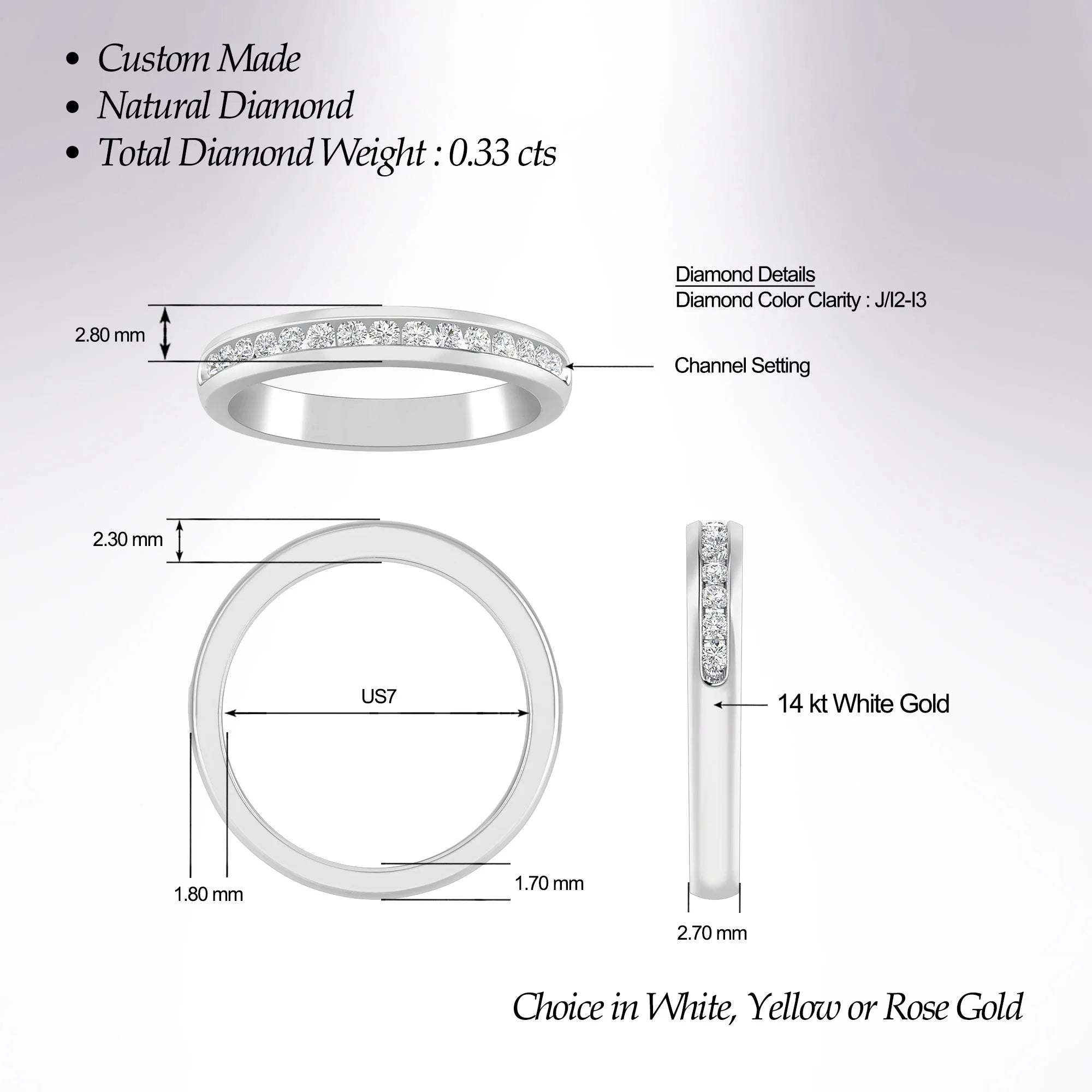 14K White Gold Diamond Stackable Band L601