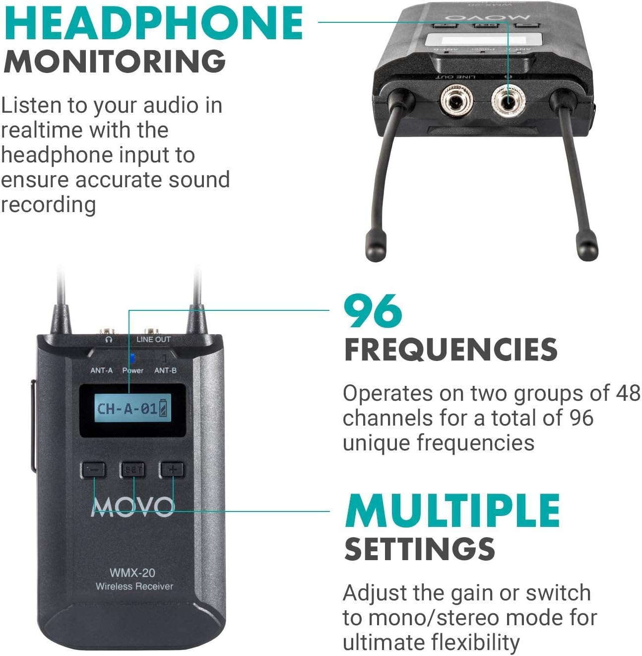 48-Channel UHF Wireless Lavalier Microphone System with 1 Receiver, 2 Transmitters, and 2 Lapel Microphones B7754