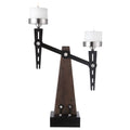 Industrial Style Wood and Metal Candle Holder with Candles W34199