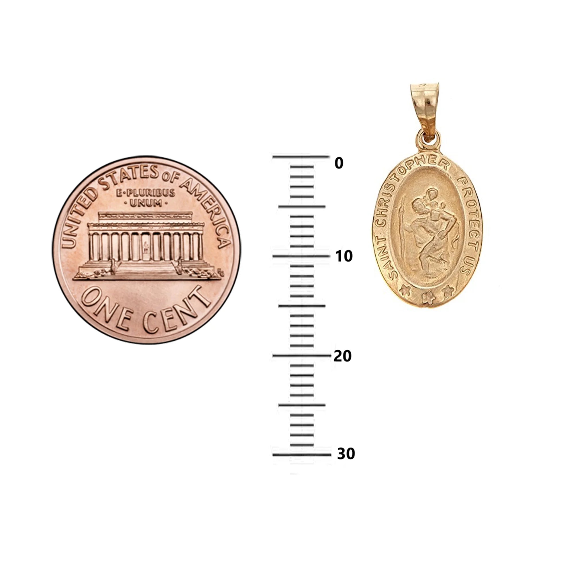 14k Yellow Gold St. Christopher Oval Medal Pendant Necklace U95310