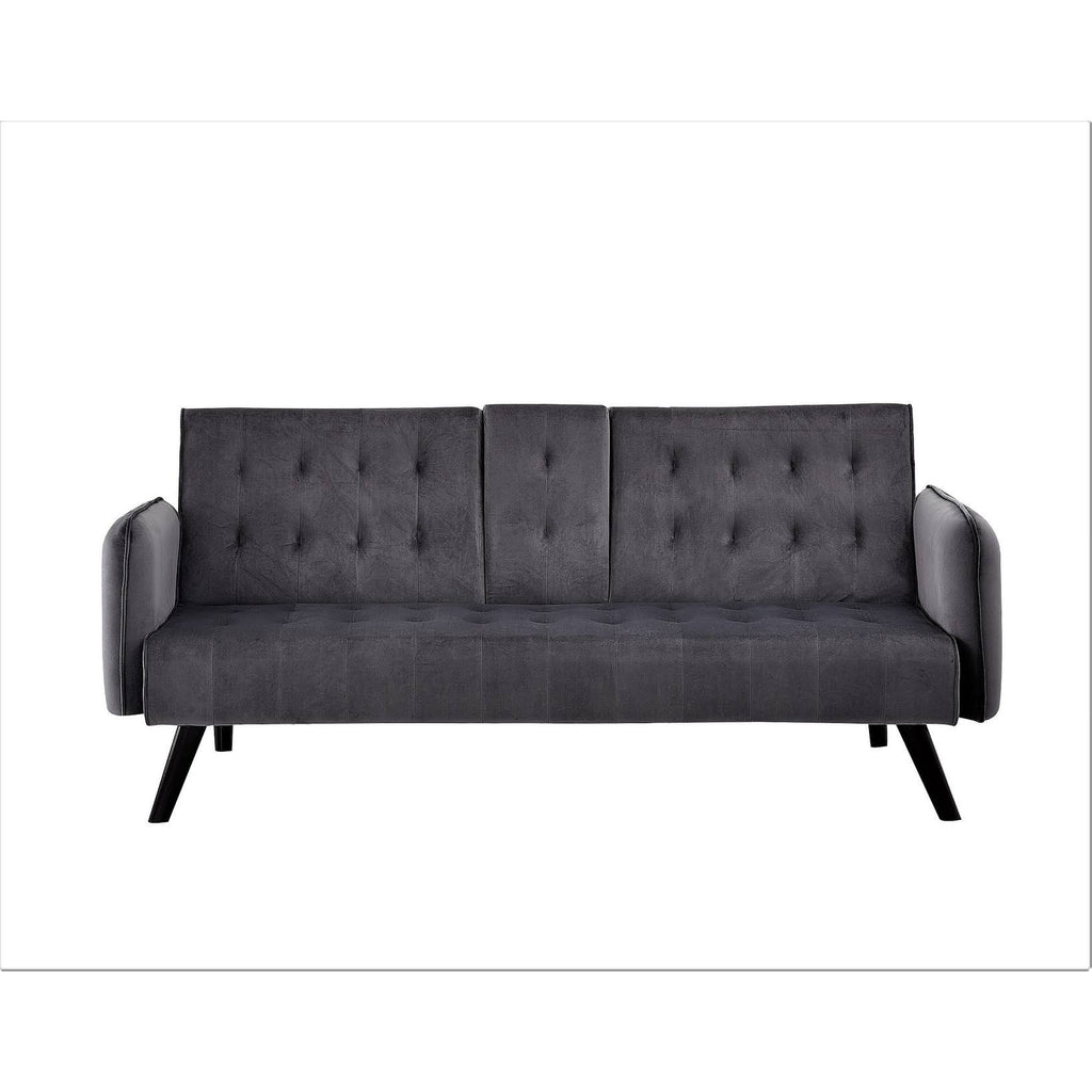 Yellow Tufted Convertible Velvet Sofa Bed with Cup Holder P329