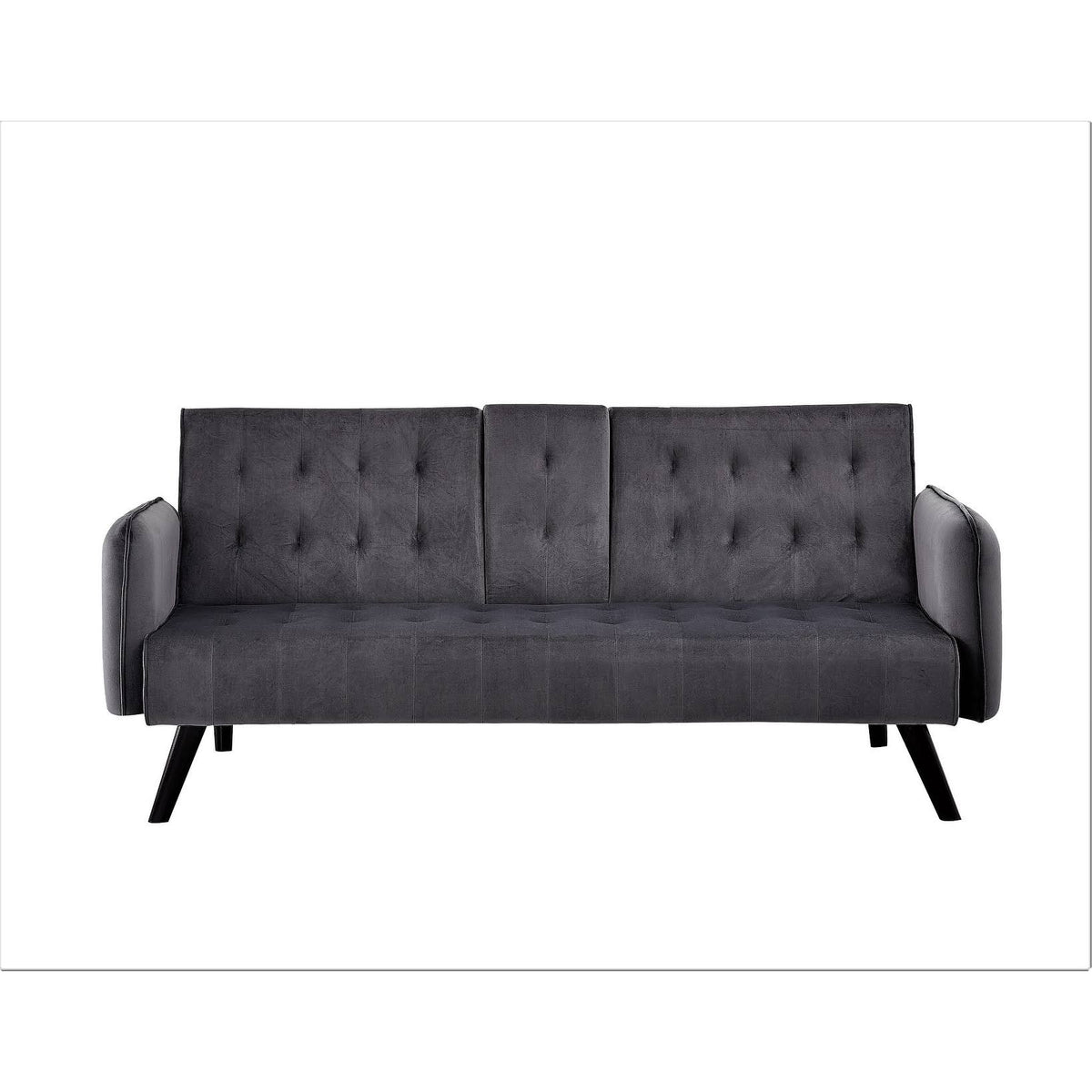 Yellow Tufted Convertible Velvet Sofa Bed with Cup Holder P329