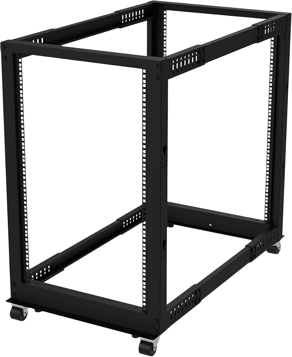 19" Open Frame Server Rack 4 Post Adjustable Depth Mobile Rolling Network Rack J80299