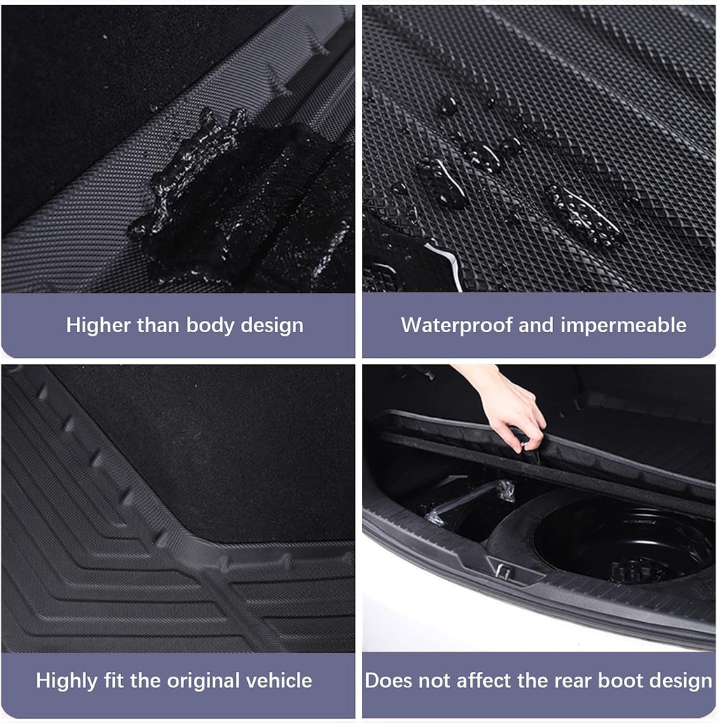 Black TPO All Weather Heavy Duty Waterproof Rear Cargo Tray Trunk Floor Mat Protector X65962