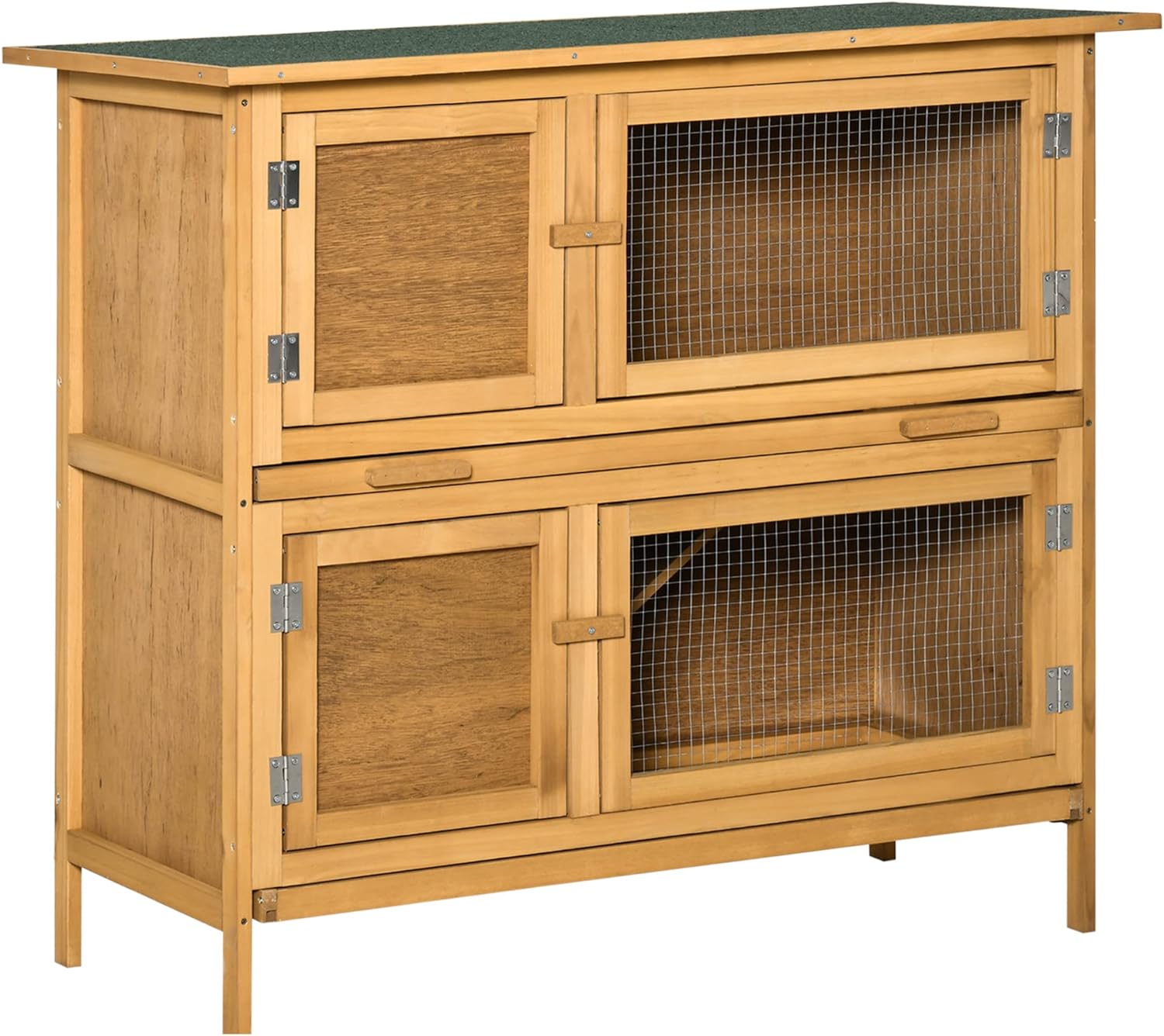 Yellow Wooden Rabbit Hutch with Ramp and Removable Tray B294681