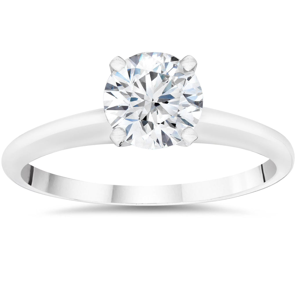 14k White Gold Solitaire Diamond Engagement Ring Y870551