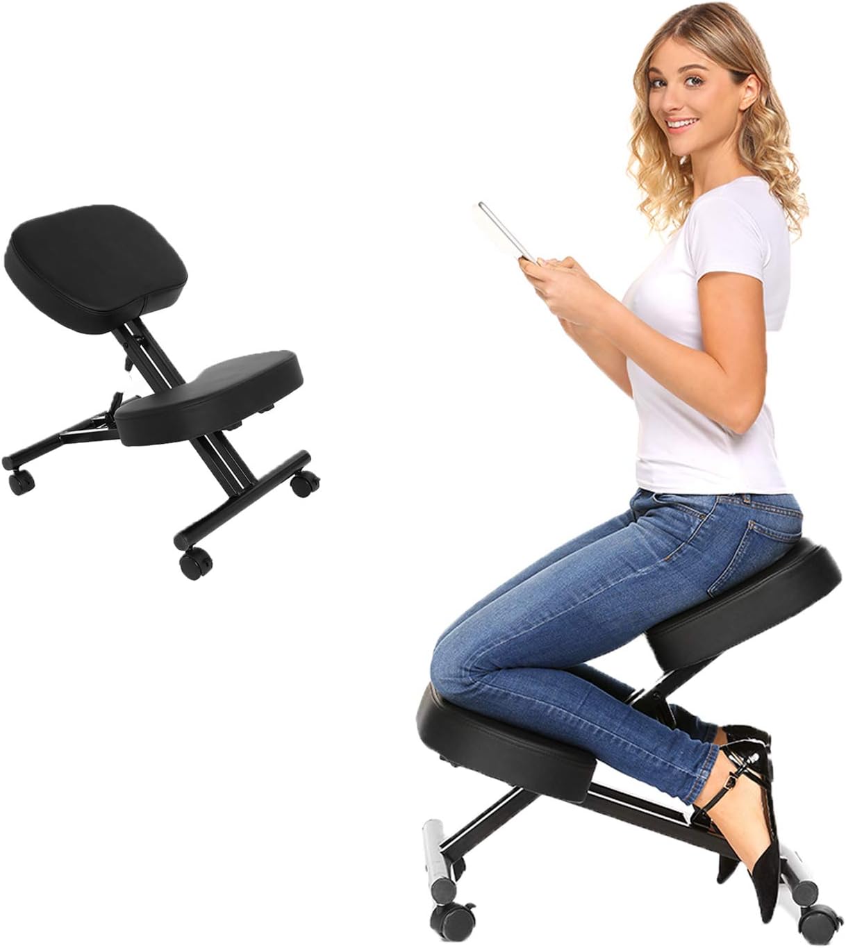 Ergonomic Kneeling Chair with Moulded Foam Cushion and Caster E490