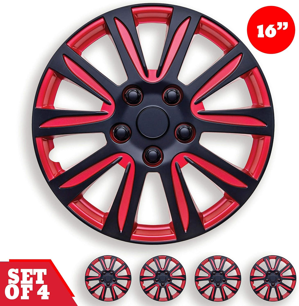 Red Black Set of 4 HubCap P765