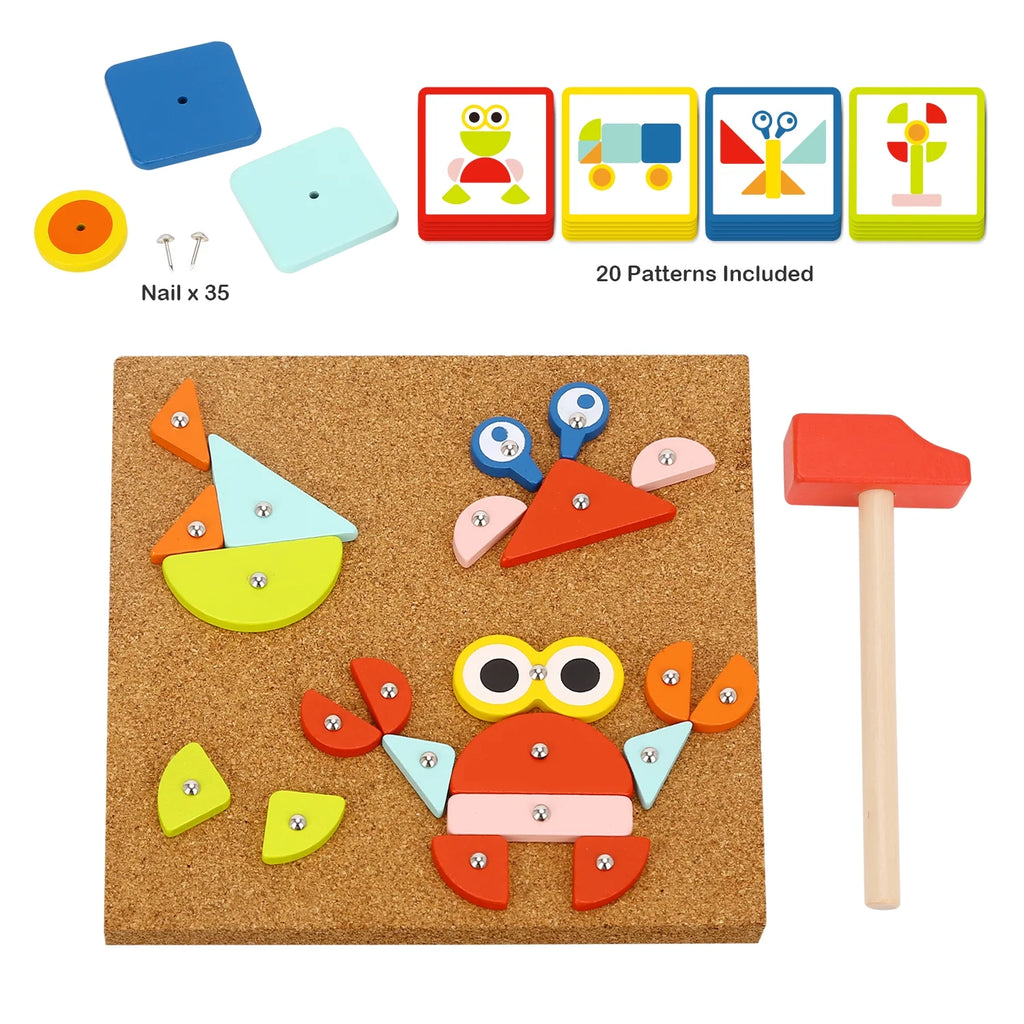 82pcs Wooden Hammer and Nails Pounding Toy G468