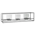 3 Glass Hurricane Candle Holders with Metal Frame, Black and Gold I55605