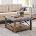 Gray Farmhouse Tufted Ottoman Z8645