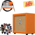 Orange Crush Mini Guitar Combo Amplifier Bundle with Power Supply, Instrument Cable, 24 Picks, and Polishing Cloth U144