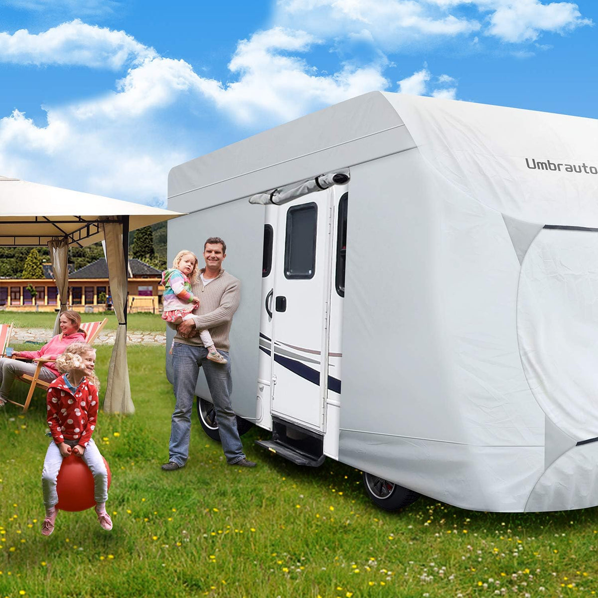 3 Layers Waterproof Ripstop RV Cover Fits 26Ft to 29Ft, Grey G76018