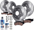 Front & Rear Drilled Slotted Rotors Ceramic Brake Pads 10pc Set O71195